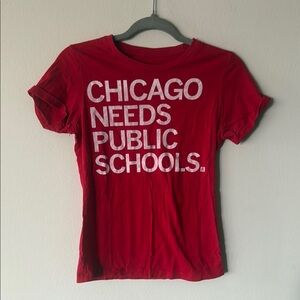 Red Short Sleeve Tee with Chicago Graphic